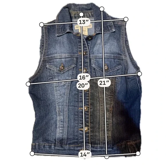 Paris Blues Women Small Blue Denim Trucker Vest Medium Wash Sleeveless Jacket - Picture 4 of 9